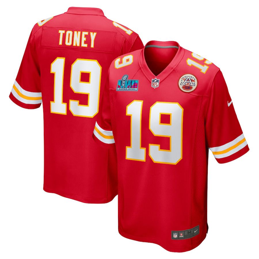 Men Kansas City Chiefs #19 Kadarius Toney Nike Red Super Bowl LVII Patch Game NFL Jersey